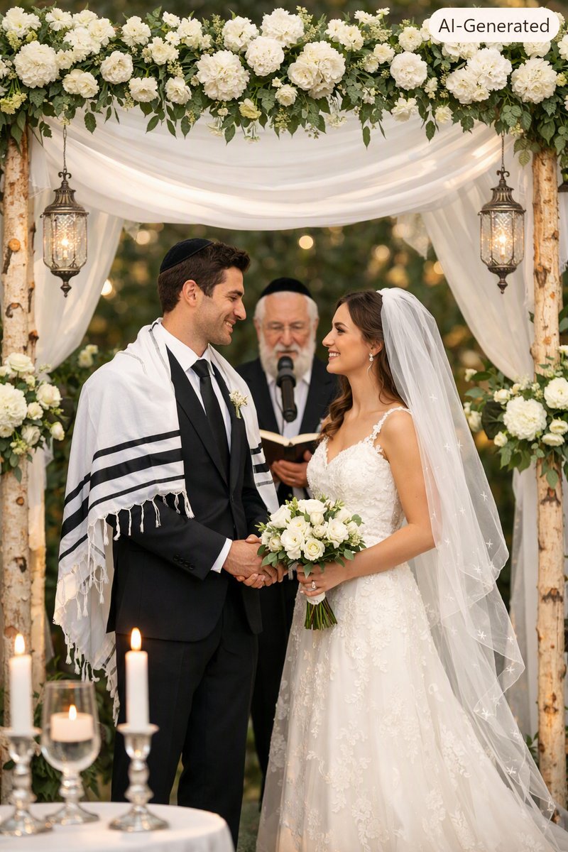 Couple signing their ketubah